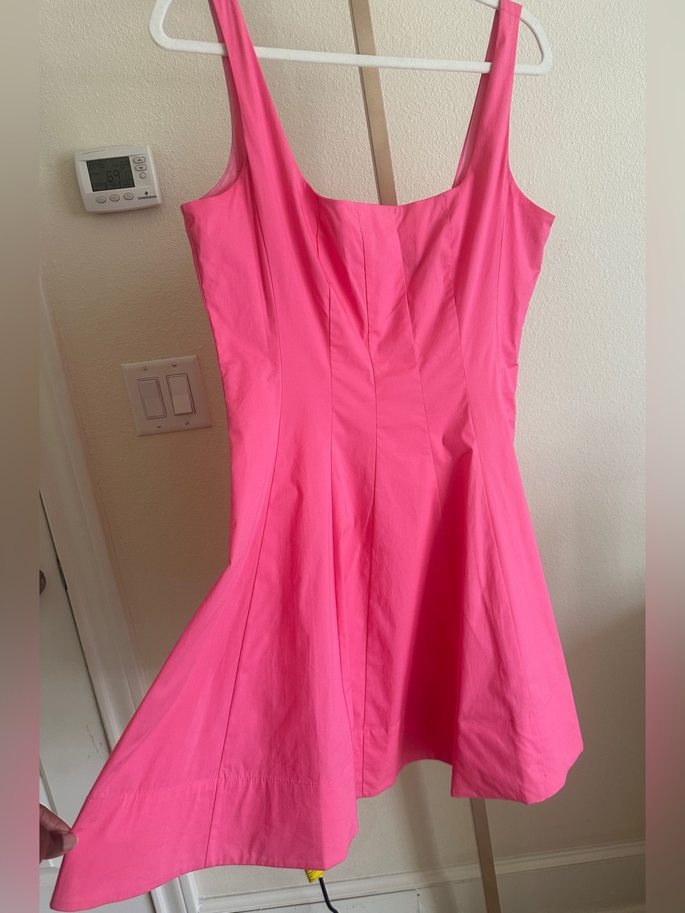STAUD Hot Pink Cotton Fit & Flare Mini Dress Size 12